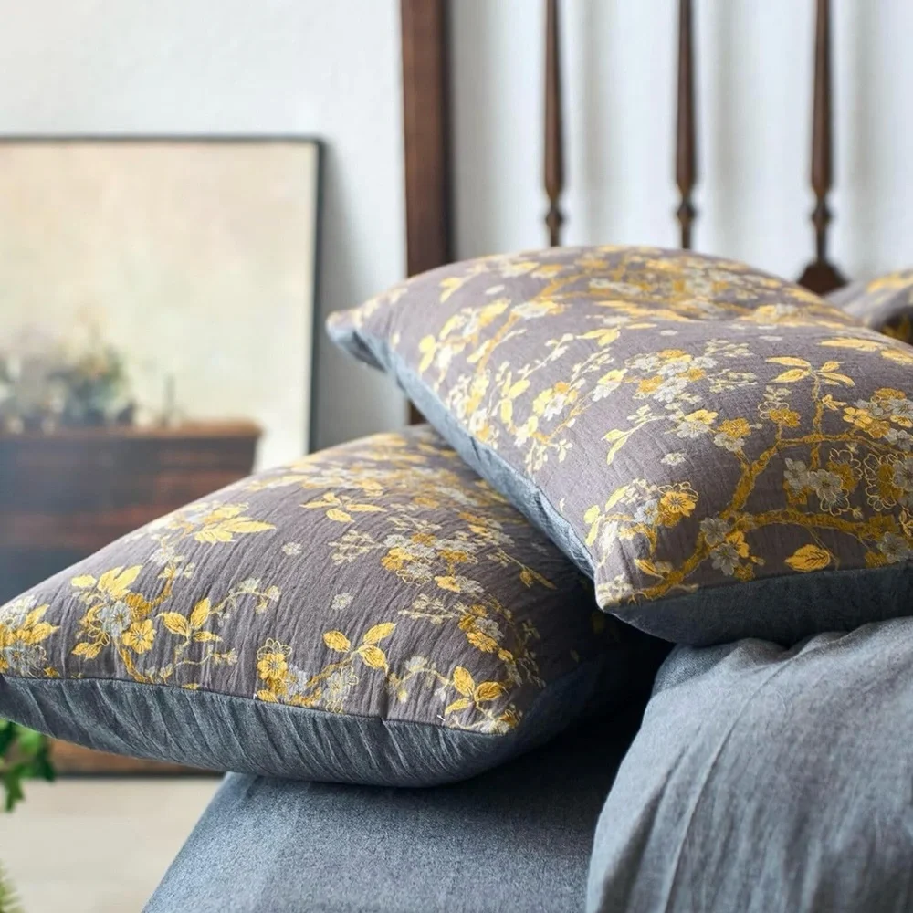 NEW Anthro Gold Jacquard 100% Cotton Boho Queen / King Bedding Duvet & Sham Set